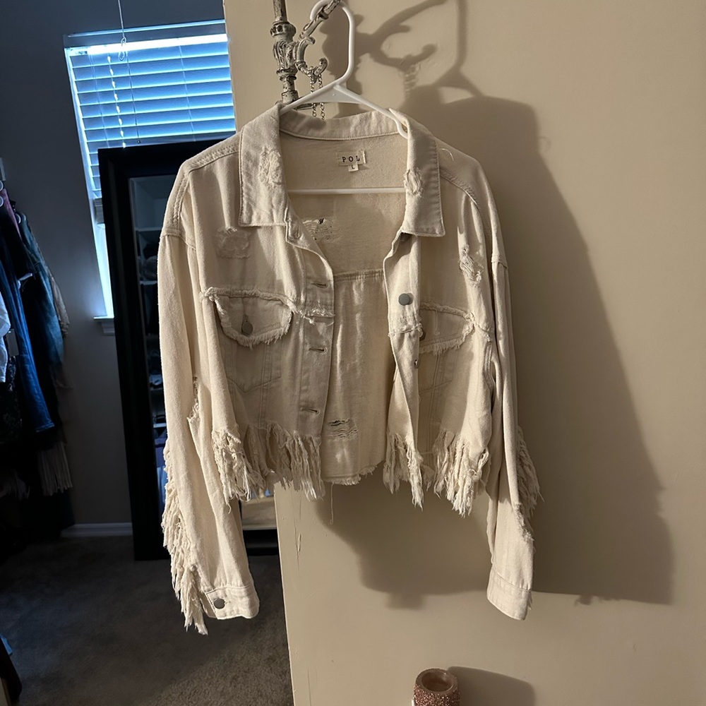 POL oversized white denim jacket